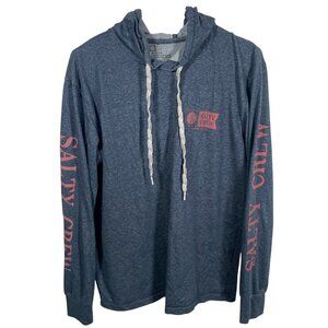 Salty Crew Hooded T Shirt Size Medium Blue Red Premium Technical L/S Fishing